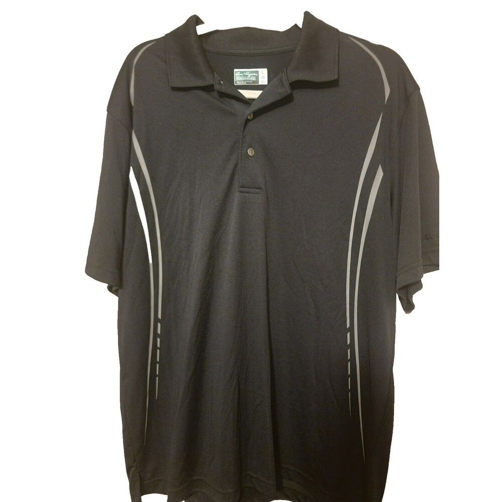 Ben Hogan Performance Polo Shirt Size L Black & Gray Polyester Mens Golf Apparel
